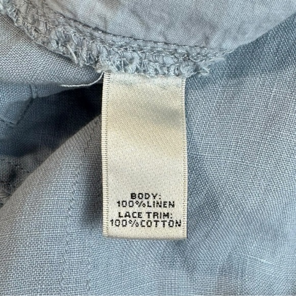 Neiman Marcus Blue 100% Linen Pants with Crochet Detail Size XS NWOT - Picture 6 of 7